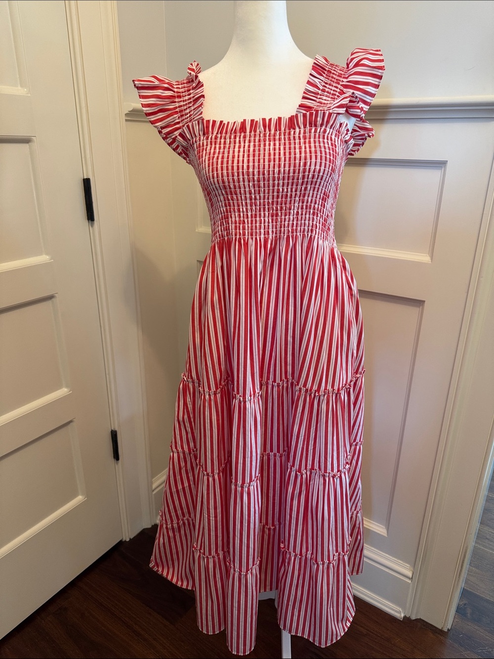 Hill House Red and White Striped Maxi Dress